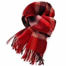 Red Tartan Fringe Scarf