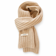 Cream Ribbed Knit Scarf