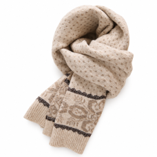 Oatmeal Patterned Border Knit Scarf