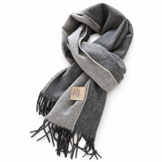Gray Tonal Stripe Fringe Scarf