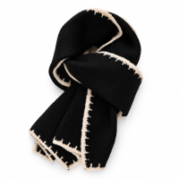Black Scarf with Ivory Blanket Stitch