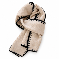 Ivory Scarf with Black Blanket Stitch