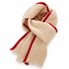 Ivory Scarf with Red Contrast Trim