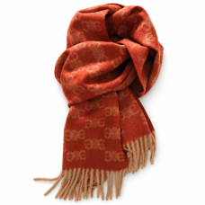 Rust Patterned Fringe Scarf