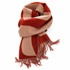 Rust and Taupe Colorblock Fringe Scarf